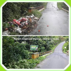 Sampah yang dibuang sembarangan di kompleks jembatan antara Kelurahan Kamasi I dan Kelurahan Kakaskasen