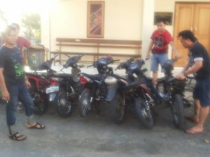 6 unit motor yang diamankan Tim Patola Polres Minsel saat aksi balapan liar di kompleks persimpangan Desa Kumelembuai