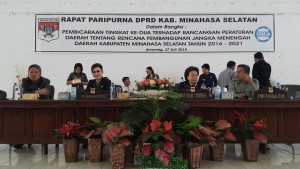 Sukses, Paripurna Ranperda Pembicaraan Tingkat Dua RPJMD 2016-2021 Kabupaten Minsel