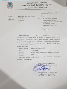 surat undangan pelantikan Sekretaris Daerah Kota Manado