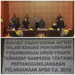 Rapat Paripurna Pemandangan Umum Fraksi DPRD Tomohon tentang Pertanggungjawaban Pelaksanaan APBD Tomohon  Tahun 2019 Pertanggungjawaban 