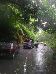 Ruas Tomohon-Manado sudah bisa dilalui setelah sebelumnya terhalang pohon tumbang