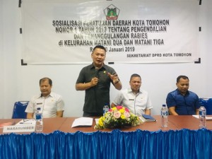 Wakil Ketua DPRD Tomohon Youddy YY Moningka SIP mensosialisasikan Perda Pencegahan dan Penanggulangan Rabies