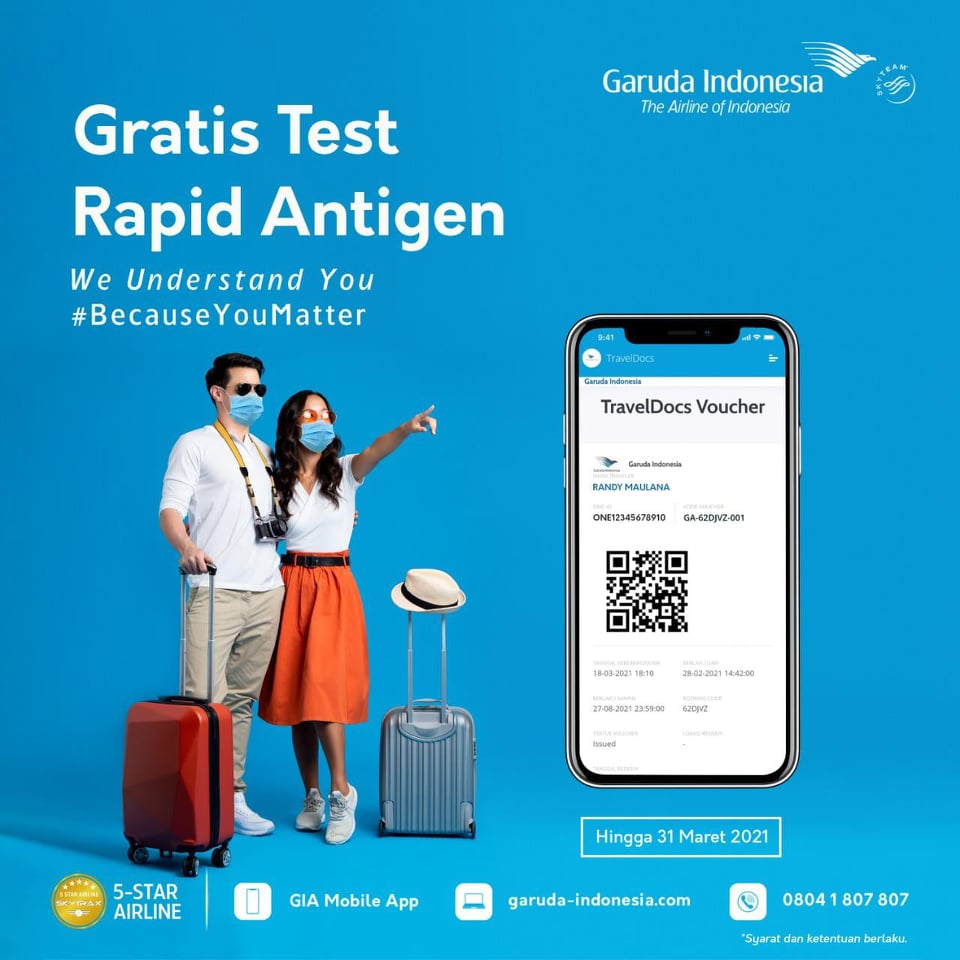 Garuda Indonesia, rapid test antigen, penumpang domestikj